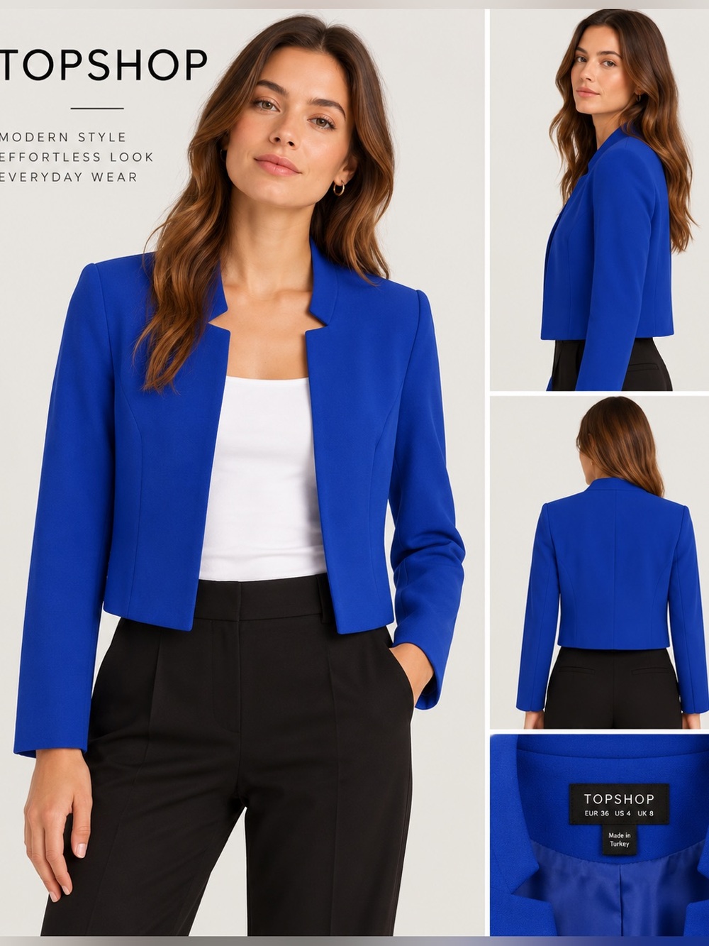 Topshop Royal Blue Cropped Blazer Jacket